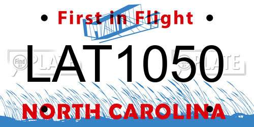 LAT1050 North Carolina License Plate