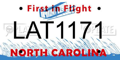 LAT1171 North Carolina License Plate