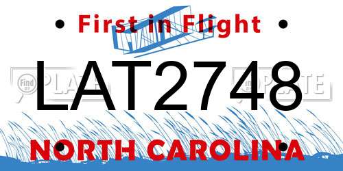 LAT2748 North Carolina License Plate