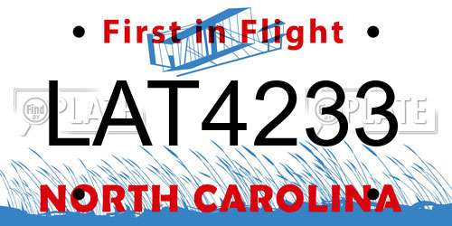 LAT4233 North Carolina License Plate