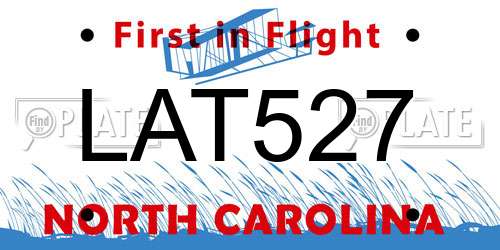 LAT527 North Carolina License Plate