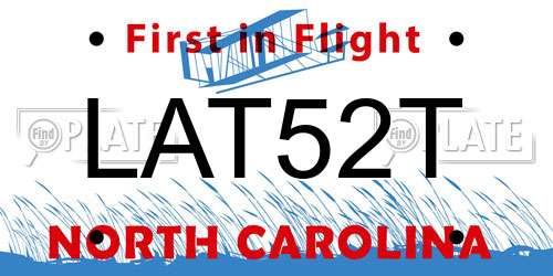 LAT52T North Carolina License Plate