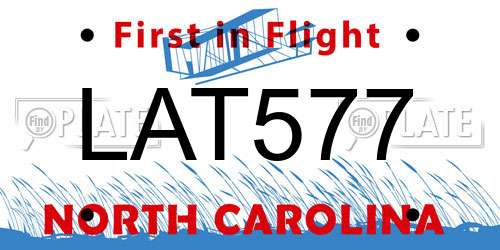 LAT577 North Carolina License Plate