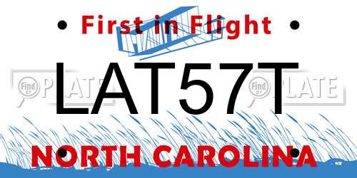 LAT57T North Carolina License Plate