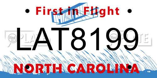 LAT8199 North Carolina License Plate
