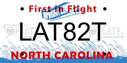 LAT82T North Carolina License Plate