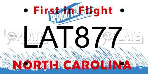 LAT877 North Carolina License Plate