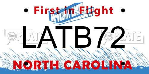 LATB72 North Carolina License Plate
