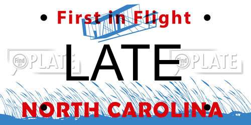 LATE North Carolina License Plate