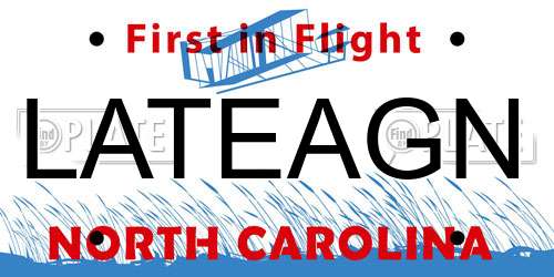 LATEAGN North Carolina License Plate