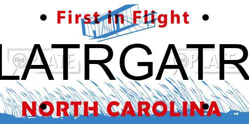 LATRGATR North Carolina License Plate