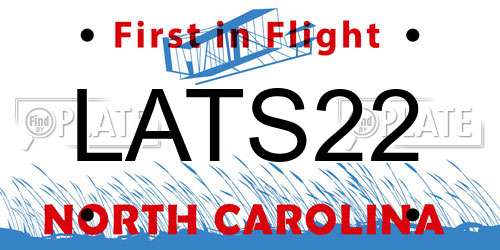 LATS22 North Carolina License Plate