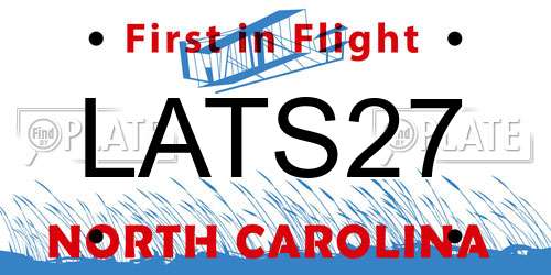 LATS27 North Carolina License Plate