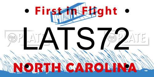 LATS72 North Carolina License Plate