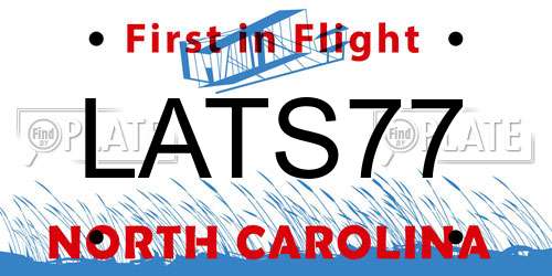 LATS77 North Carolina License Plate