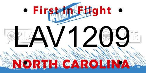 LAV1209 North Carolina License Plate