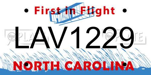 LAV1229 North Carolina License Plate