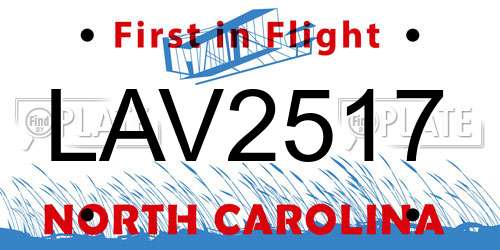 LAV2517 North Carolina License Plate