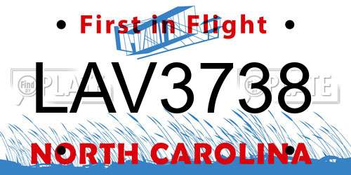 LAV3738 North Carolina License Plate