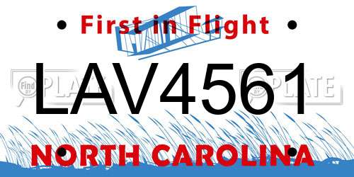 LAV4561 North Carolina License Plate