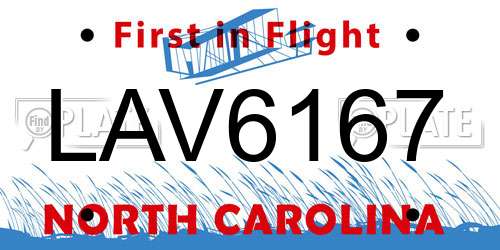 LAV6167 North Carolina License Plate