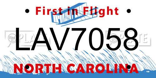 LAV7058 North Carolina License Plate