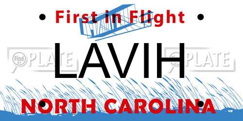 LAVIH North Carolina License Plate