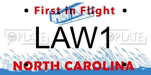 LAW1 North Carolina License Plate