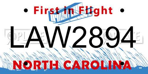 LAW2894 North Carolina License Plate
