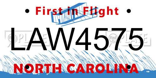 LAW4575 North Carolina License Plate