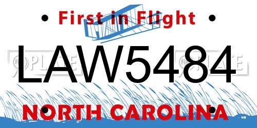 LAW5484 North Carolina License Plate