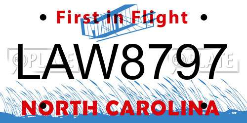 LAW8797 North Carolina License Plate