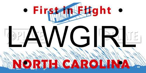 LAWGIRL North Carolina License Plate