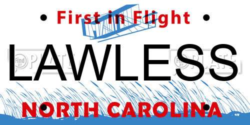 LAWLESS North Carolina License Plate