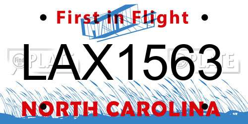 LAX1563 North Carolina License Plate