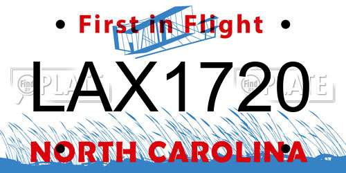 LAX1720 North Carolina License Plate