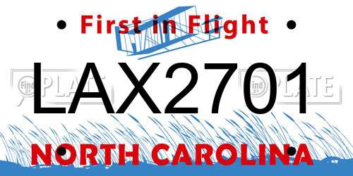 LAX2701 North Carolina License Plate