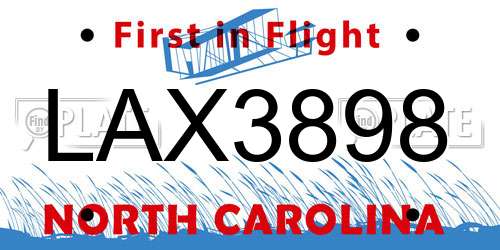 LAX3898 North Carolina License Plate