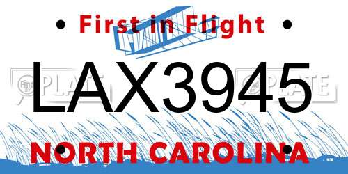 LAX3945 North Carolina License Plate