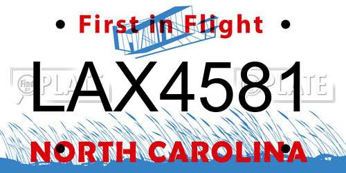 LAX4581 North Carolina License Plate