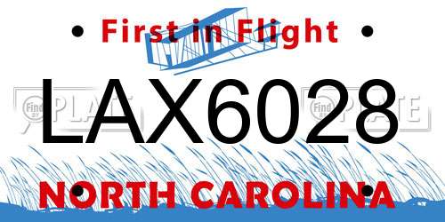 LAX6028 North Carolina License Plate