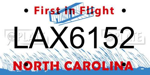 LAX6152 North Carolina License Plate