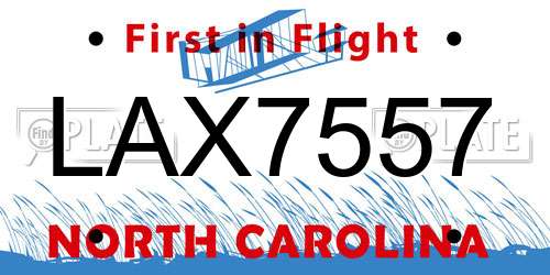 LAX7557 North Carolina License Plate