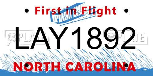 LAY1892 North Carolina License Plate