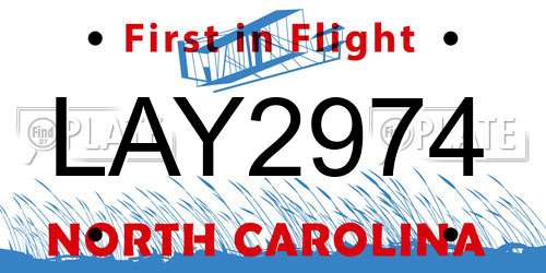 LAY2974 North Carolina License Plate