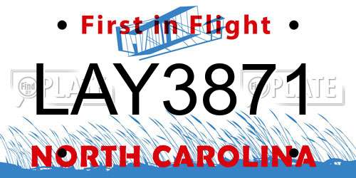 LAY3871 North Carolina License Plate
