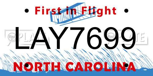LAY7699 North Carolina License Plate