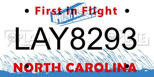 LAY8293 North Carolina License Plate