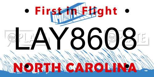 LAY8608 North Carolina License Plate