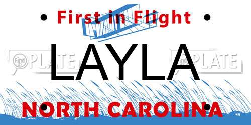 LAYLA North Carolina License Plate
